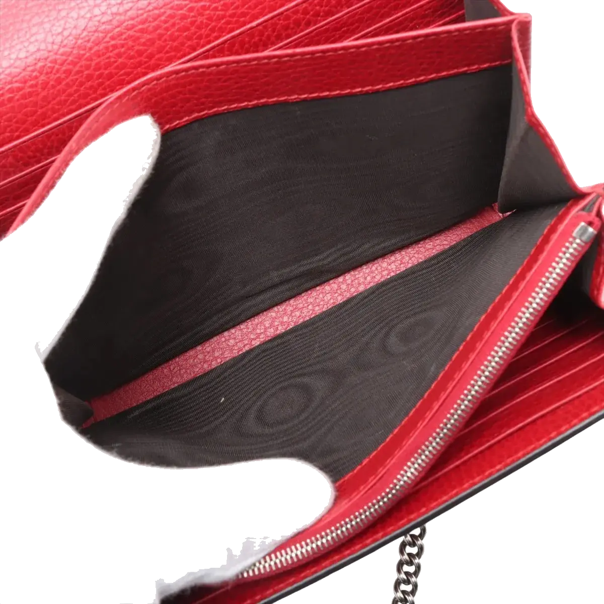 Pre-Loved Dionysus Wallet on Chain Crossbody Bag Leather Mini with Aged Silver Hardware, Red