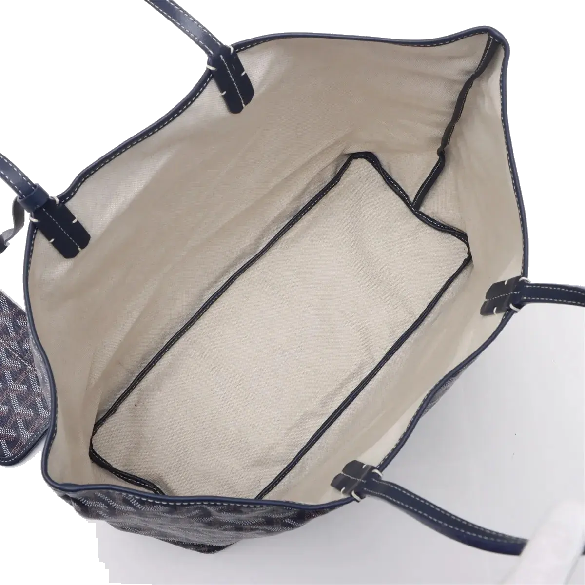 Pre-Loved Saint Louis Tote Goyardine Coated Canvas PM with Silver Hardware, Navy