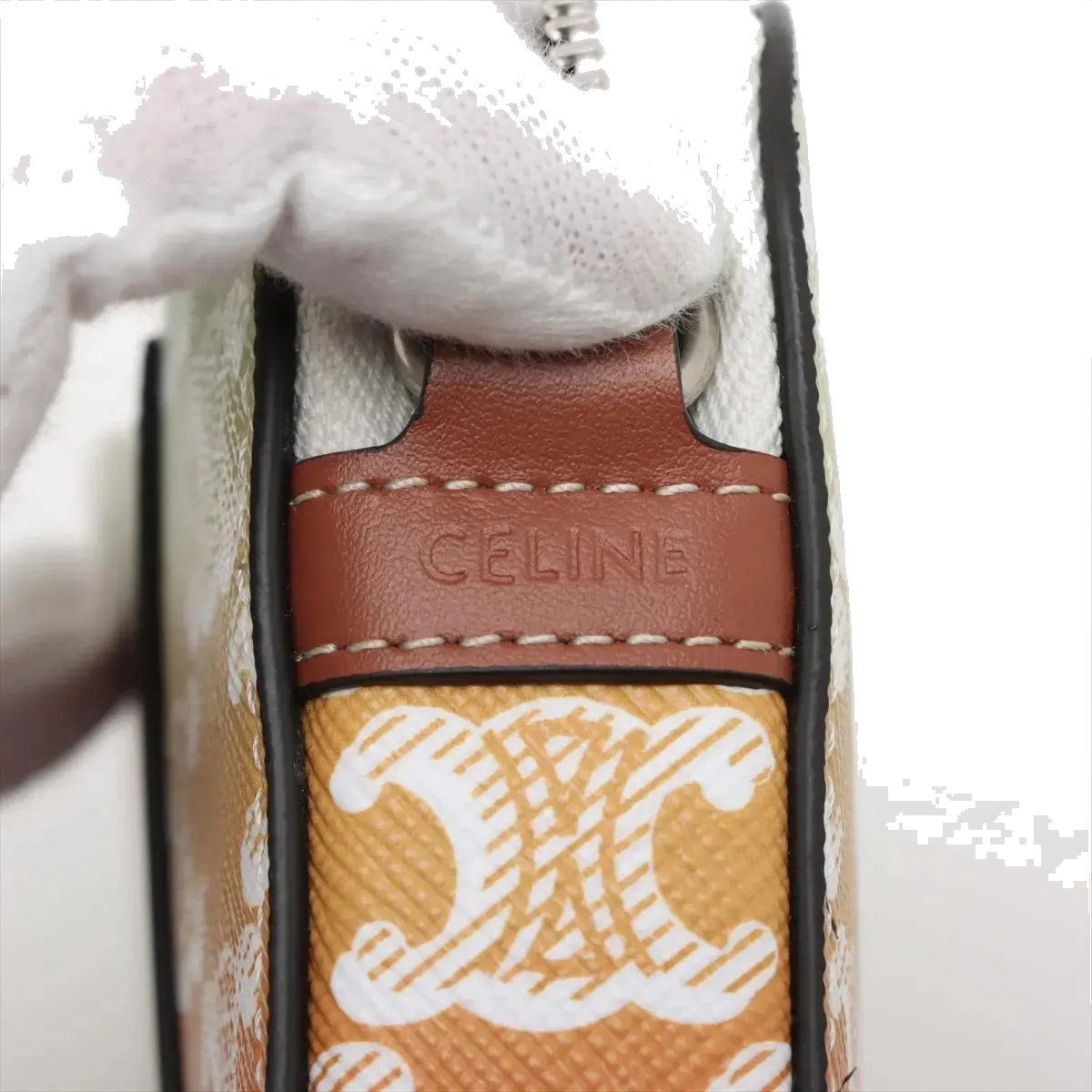 Pre-Loved Triomphe Camera Bag Crossbody Bag Triomphe Coated Canvas Small with Silver Hardware, Multicolor Gradient
