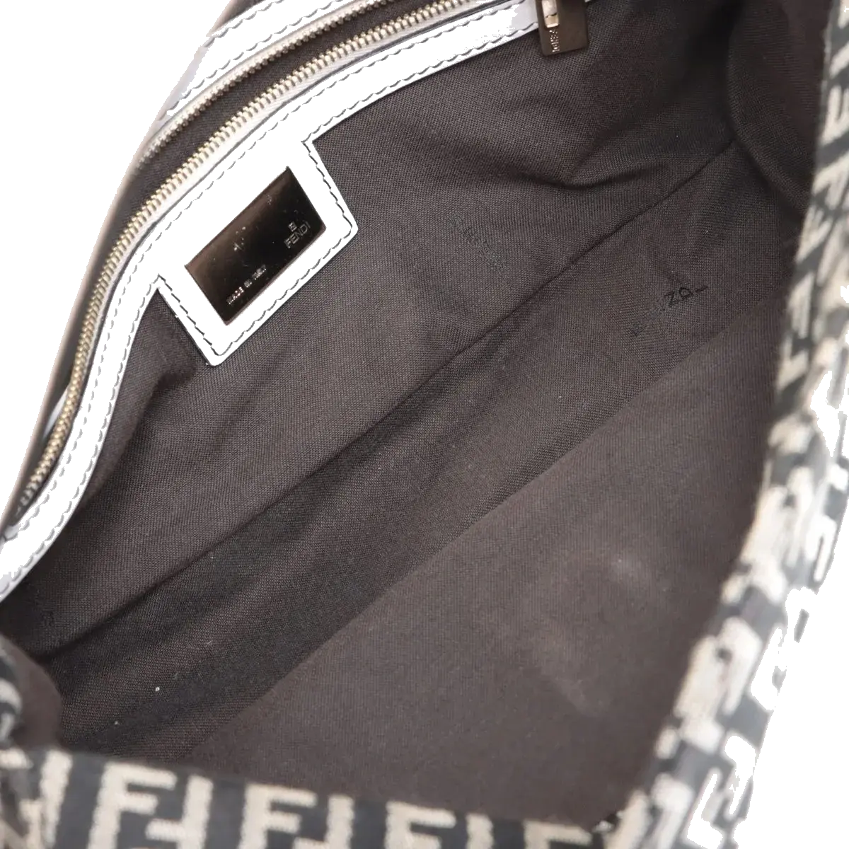 Pre-Loved Mamma Baguette Shoulder Bag Zucchino Coated Canvas with Gold Hardware, Black and Grey
