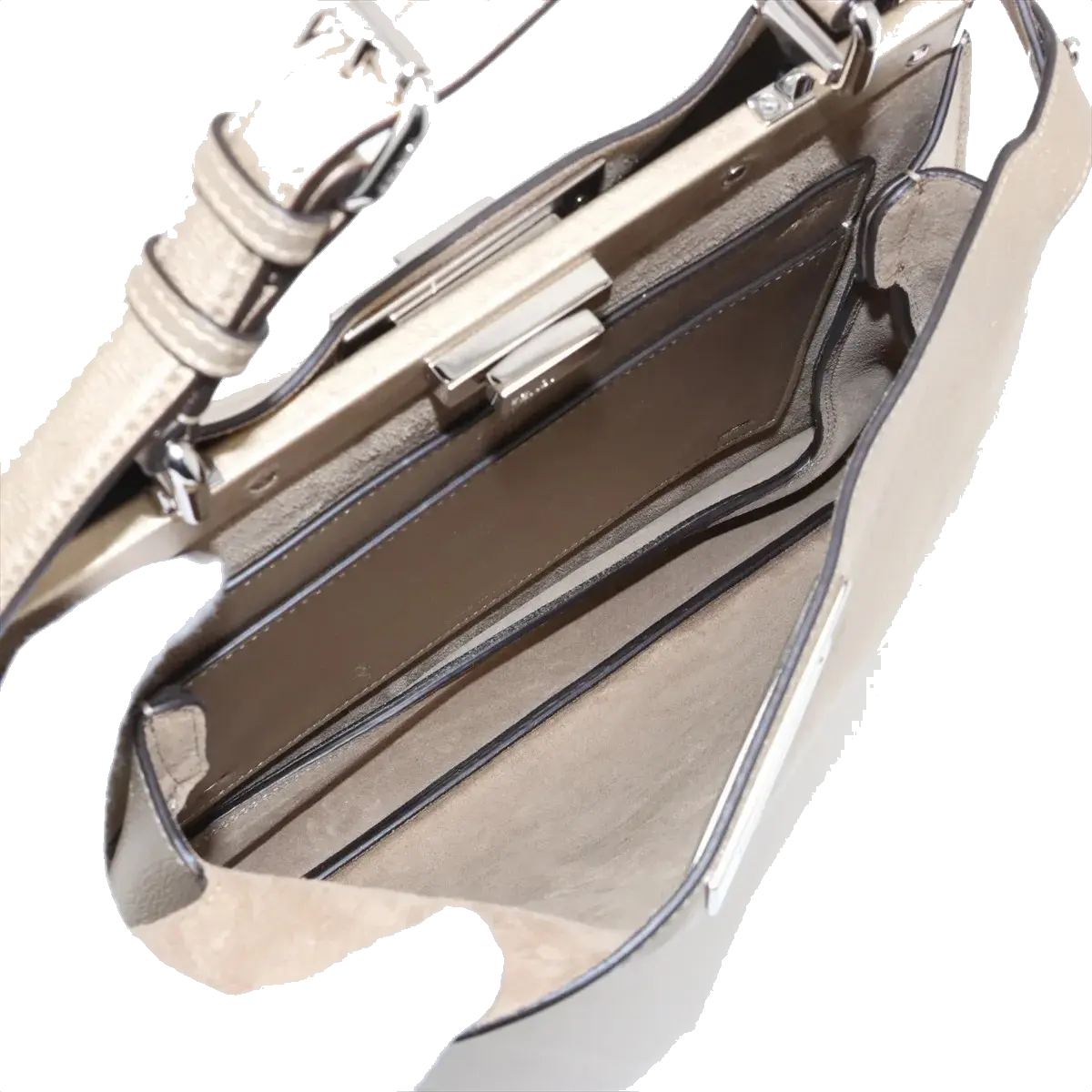 Pre-Loved Peekaboo Handbag Leather with Silver Hardware, Metallic Gold