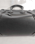 Pre-Loved Luggage Tote Leather Micro with Silver Hardware, Black