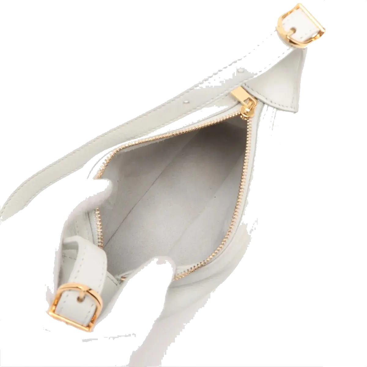 Pre-Loved Romy Shoulder Bag Leather with Gold Hardware, White