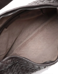 Pre-Loved Veneta Shoulder Bag Intrecciato Leather Medium with Gunmetal Hardware, Dark Brown