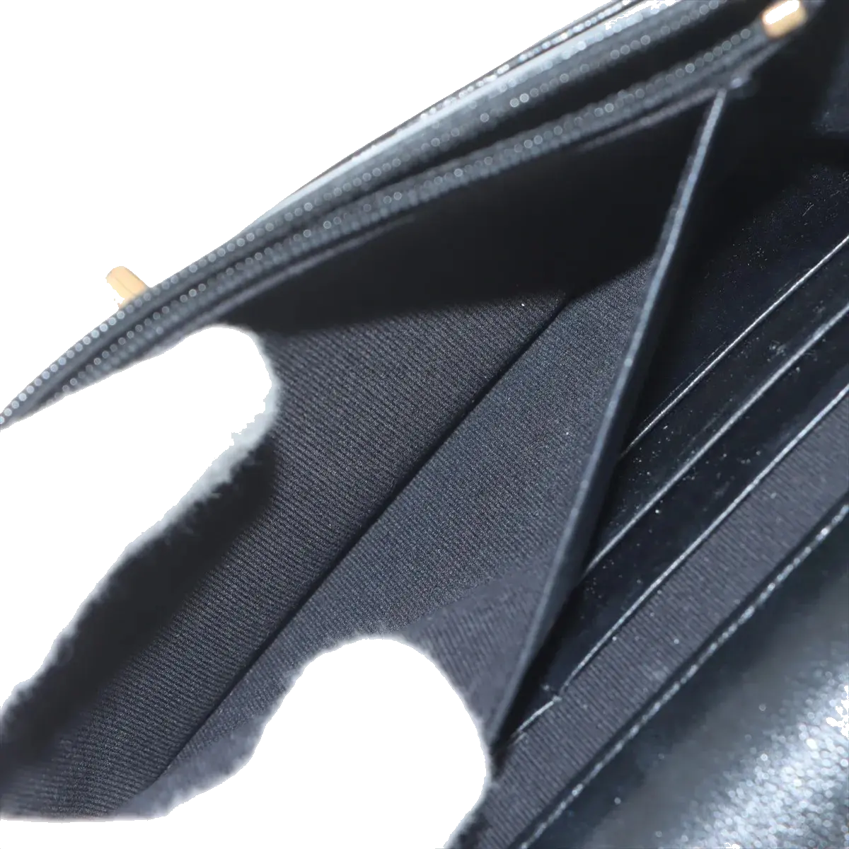 Pre-Loved Wallet on Chain Crossbody Bag Quilted Leather with Gold Hardware, Black