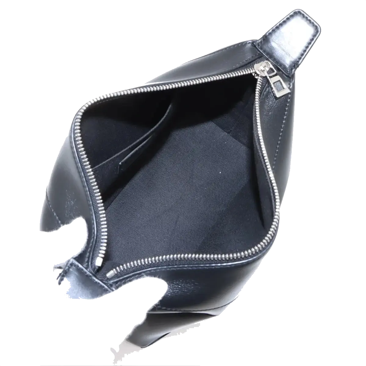 Pre-Loved Puzzle Fold Pouch Pochette Leather with Silver Hardware, Black