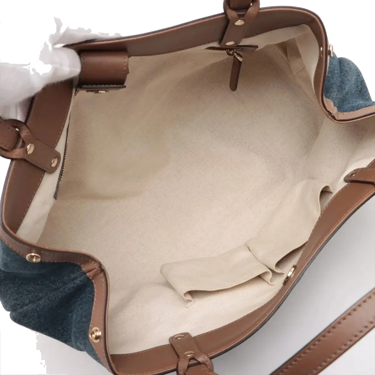 Pre-Loved Craft Tote Denim with Gold Hardware, Blue