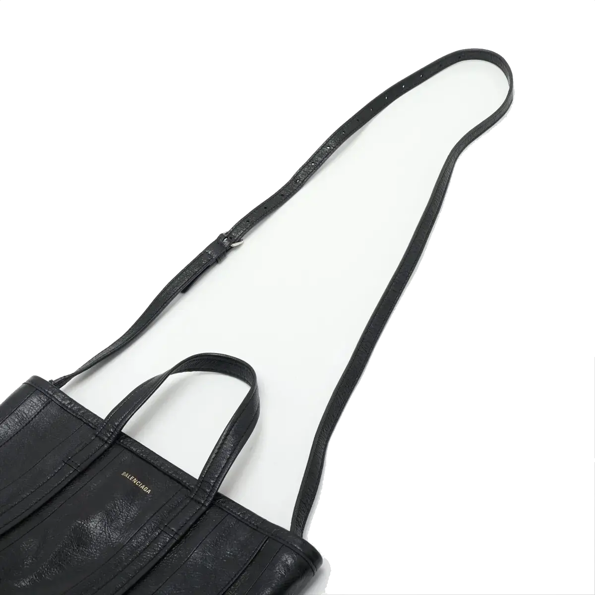 Pre-Loved Barbes East-West Shopper Tote Leather Small with Silver Hardware, Black