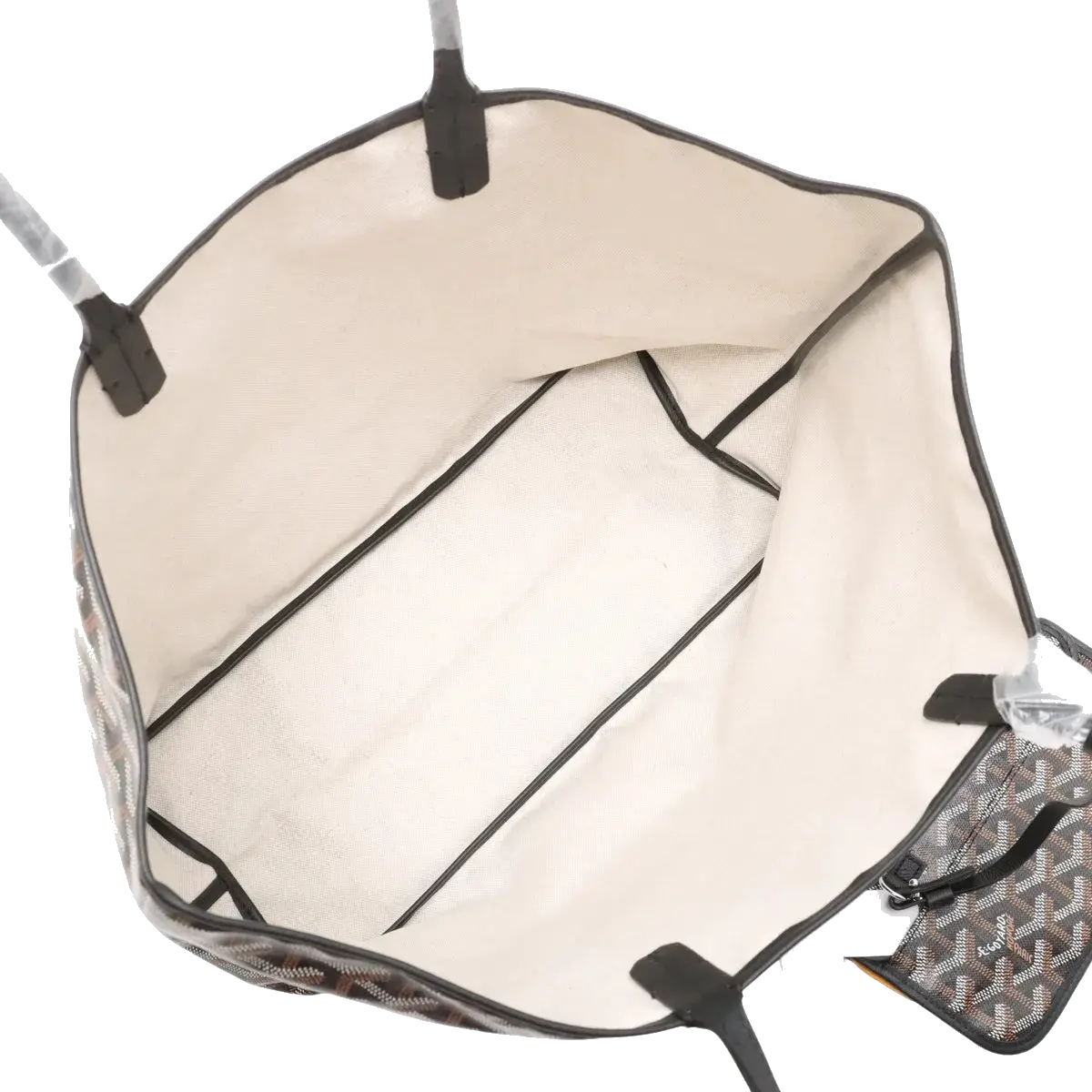 Pre-Loved Saint Louis Tote Goyardine Chevron Coated Canvas GM with Silver Hardware, Black/Brown