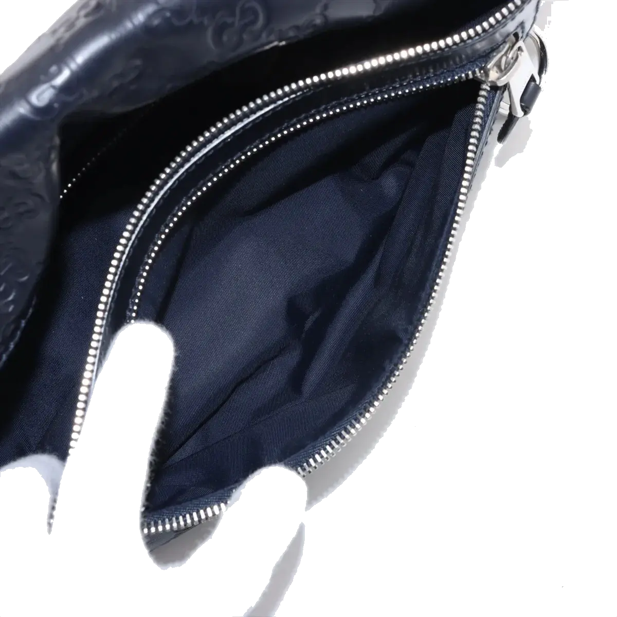 Pre-Loved Belt Bag Guccissima Leather with Silver Hardware, Navy