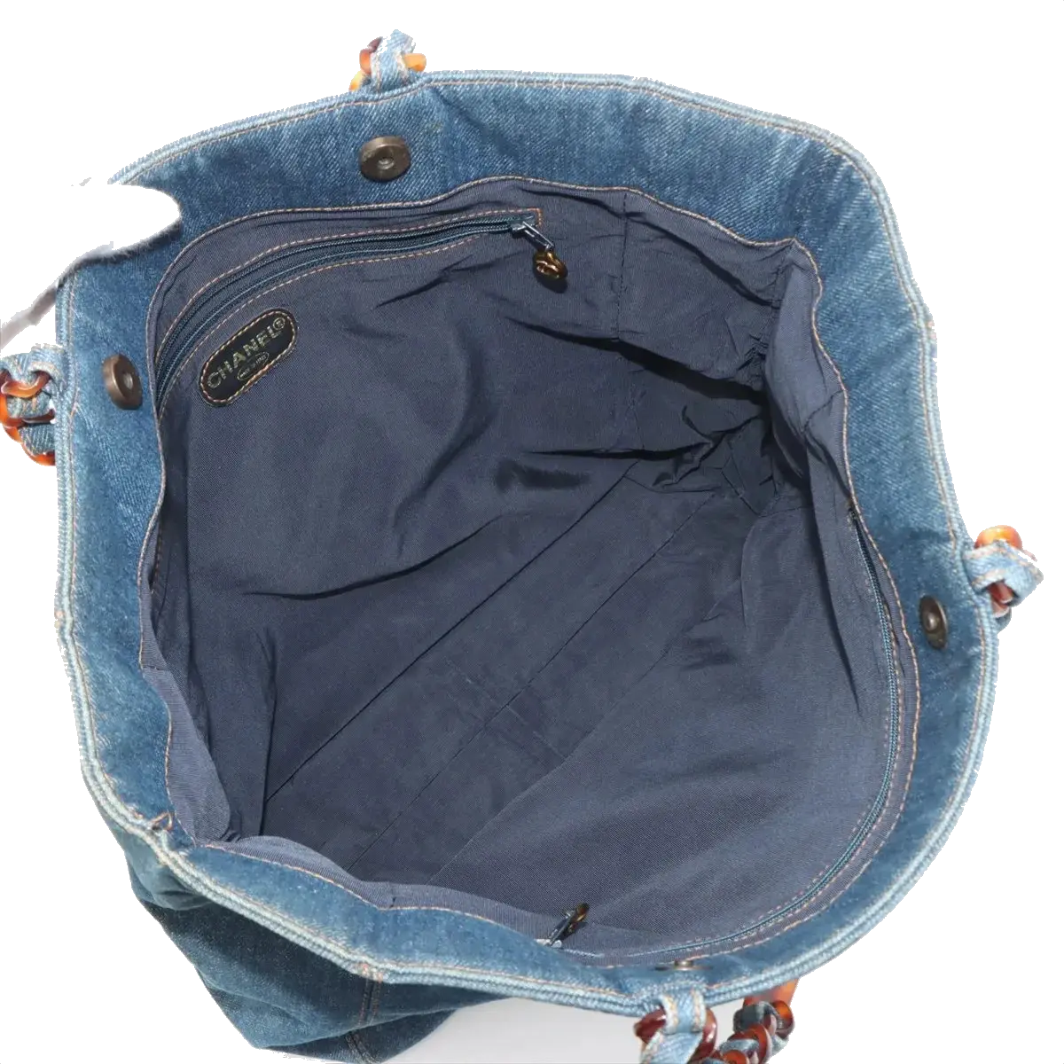 Pre-Loved CC Denim Tote Denim with Tortoise Shell Hardware, Blue