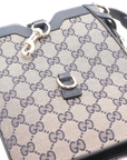 Pre-Loved GG Canvas Bucket Bag Crossbody Bag GG Monogram Coated Canvas Mini with Gold Hardware, Navy / Beige