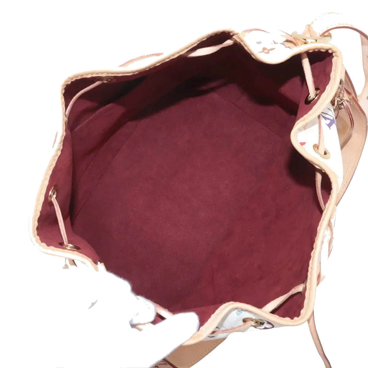Pre-Loved Petit Noé Shoulder Bag Monogram Multicolore Coated Canvas Petit with Gold Hardware, White Multicolor