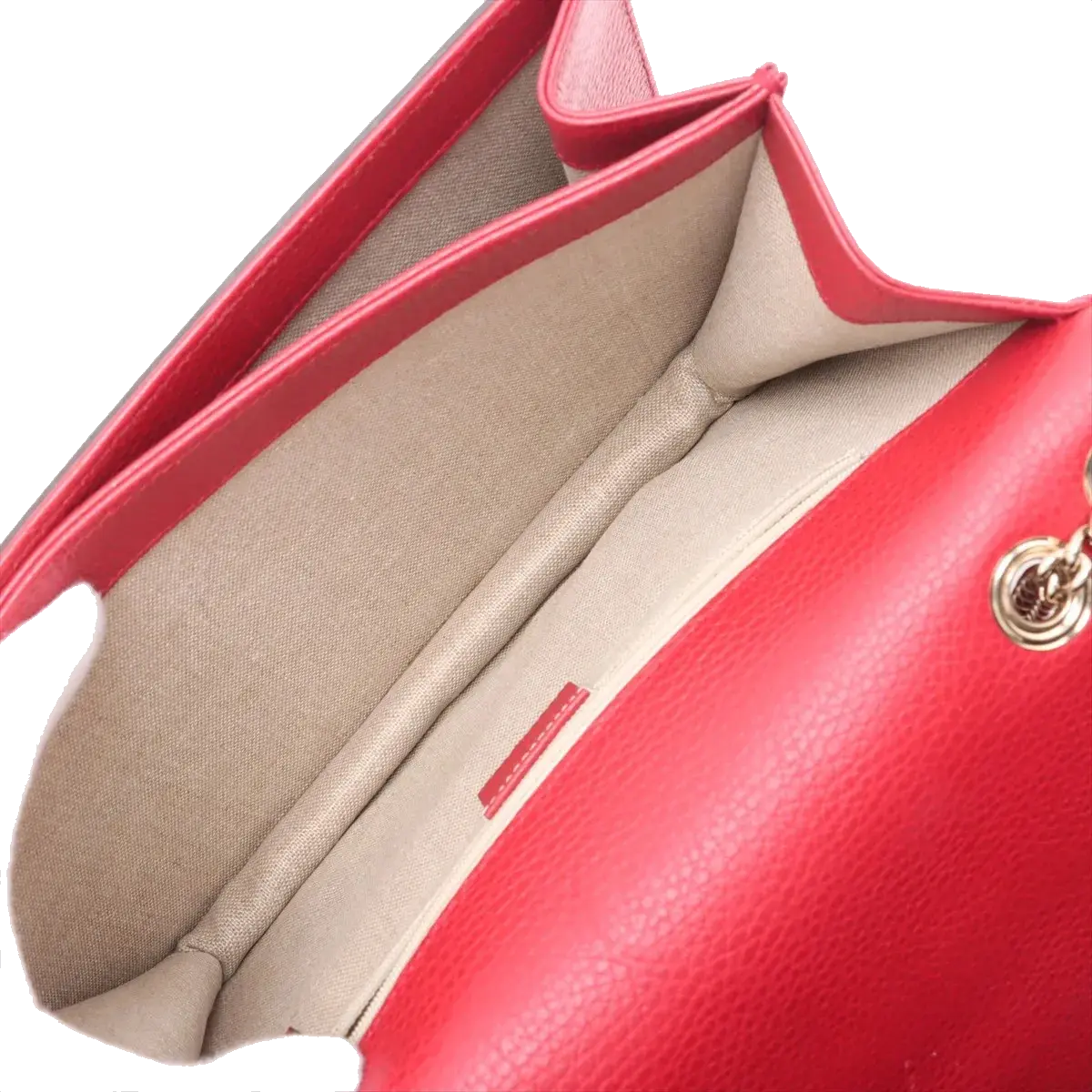 Pre-Loved Interlocking G Crossbody Bag Plain Leather with Gold Hardware Small, Red