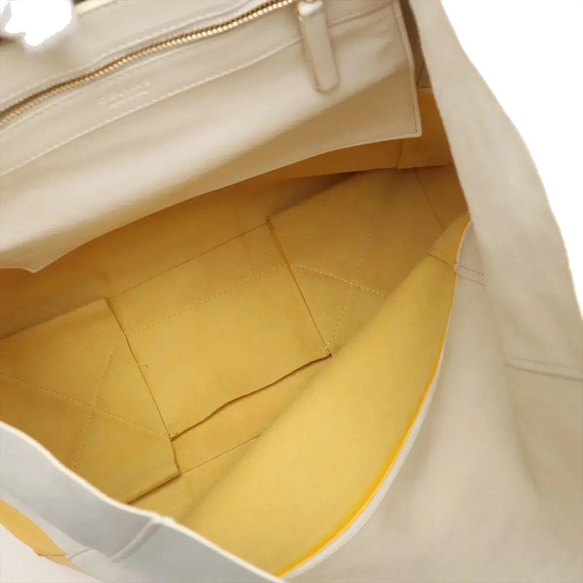 Pre-Loved Cabas Bi-Cabas Vertical Tote Leather with Gold Hardware, White and Yellow