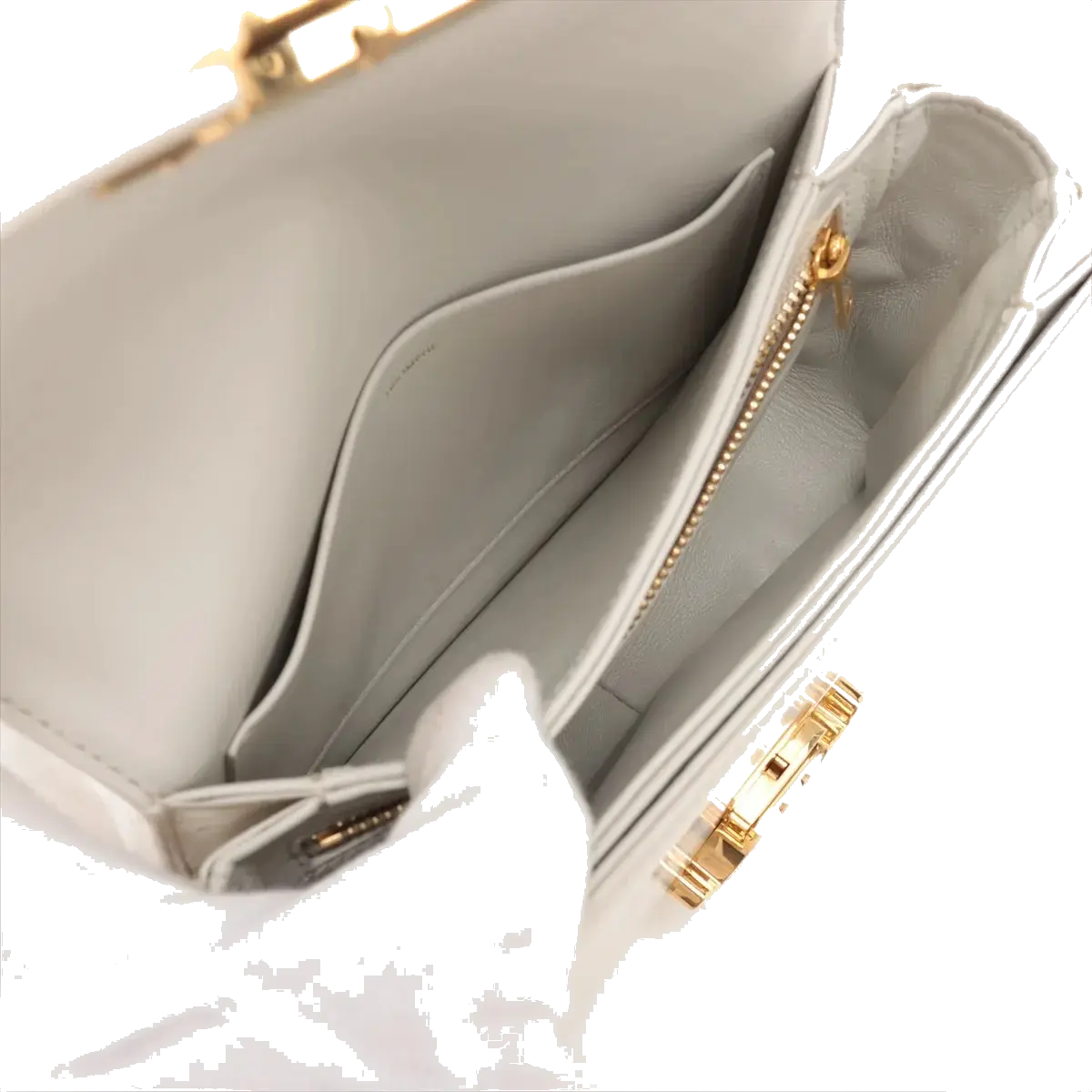 Pre-Loved Triomphe Shoulder Bag Leather Teen with Gold Hardware, White
