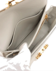 Pre-Loved Triomphe Shoulder Bag Leather Teen with Gold Hardware, White