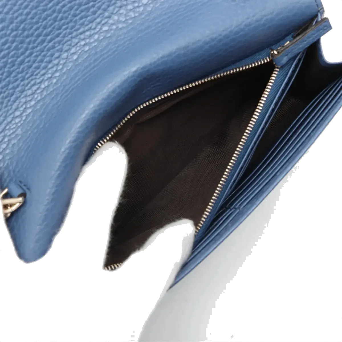 Pre-Loved Interlocking G Wallet on Chain Crossbody Bag Leather with Gold Hardware, Blue