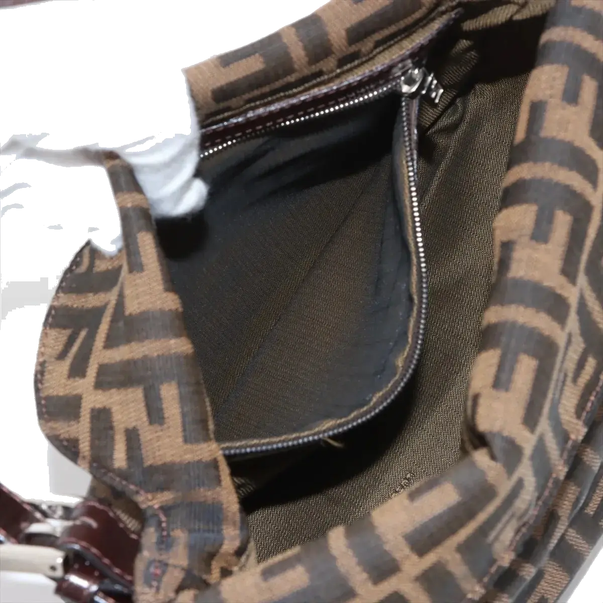 Pre-Loved Mamma Baguette Shoulder Bag Zucca Coated Canvas with Silver Hardware, Brown