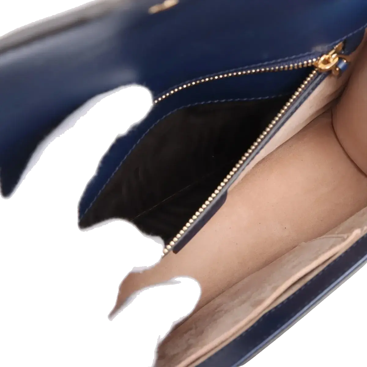 Pre-Loved Sylvie Shoulder Bag Leather Small with Gold Hardware, Navy Blue