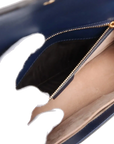 Pre-Loved Sylvie Shoulder Bag Leather Small with Gold Hardware, Navy Blue