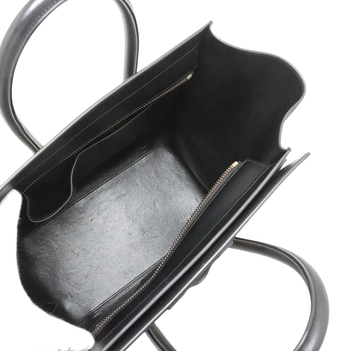 Pre-Loved Luggage Tote Leather Mini with Gold Hardware, Black and White