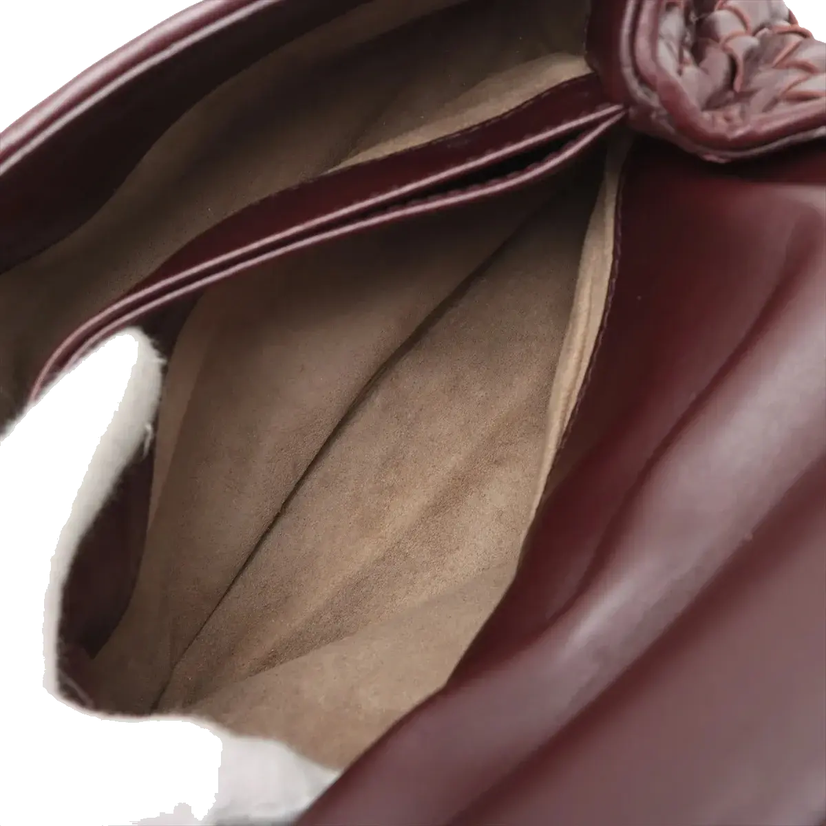 Pre-Loved Olimpia Crossbody Bag Intrecciato Leather Baby with Aged Gold Hardware, Burgundy