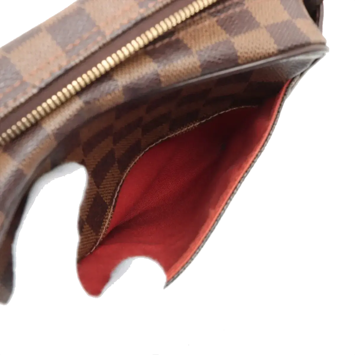 Pre-Loved Olav PM Crossbody Bag Damier Canvas Coated with Gold Hardware PM, Brown