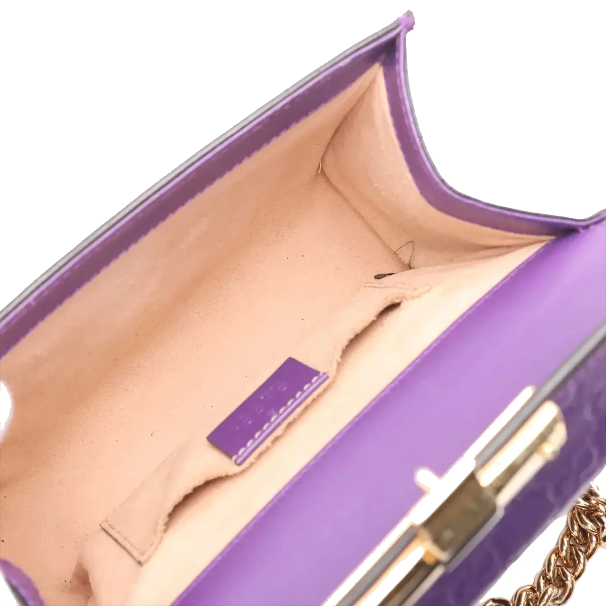 Pre-Loved Padlock Shoulder Bag Monogram Leather Mini with Gold Hardware, Purple