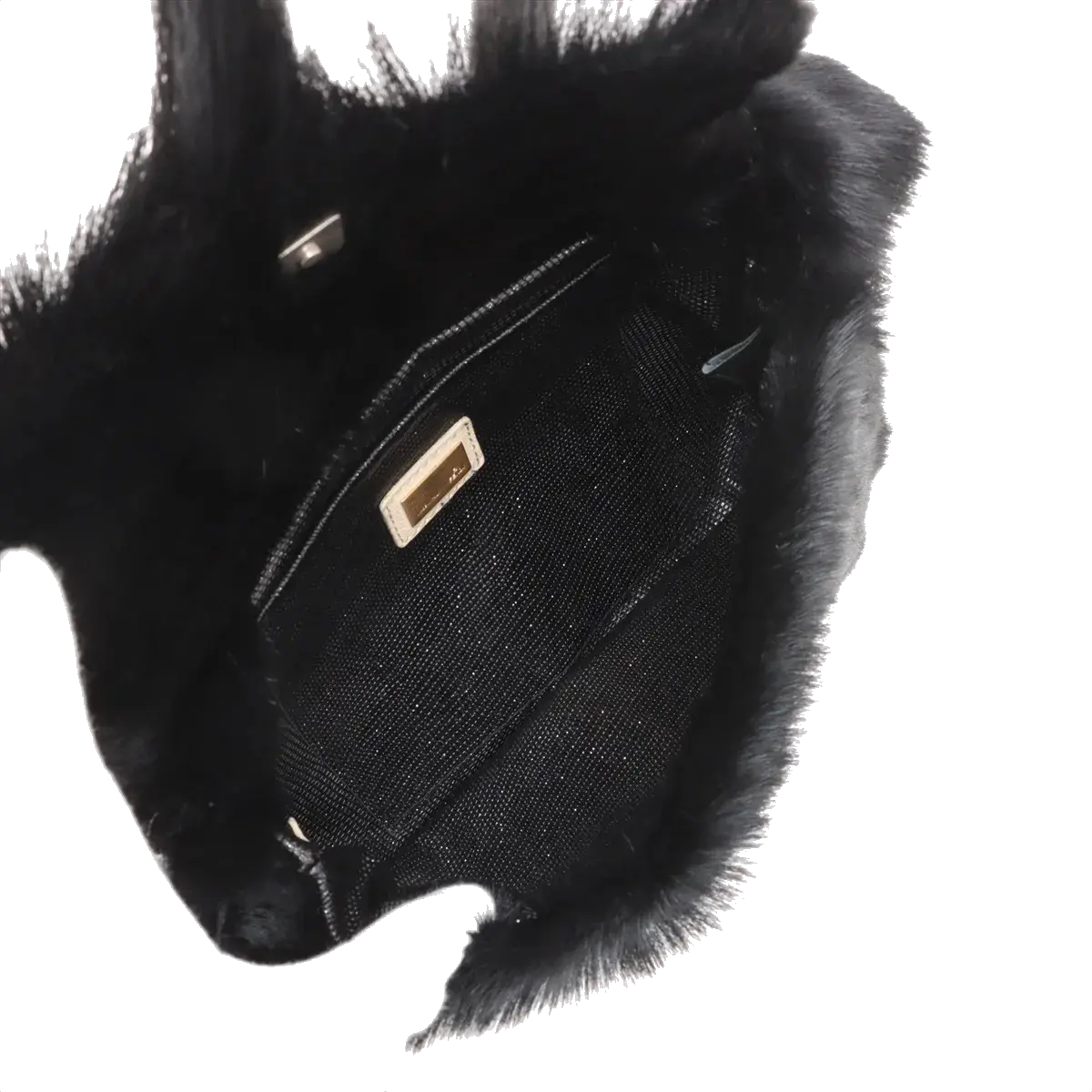 Pre-Loved Mamma Baguette Shoulder Bag Fur with Silver Hardware, Black