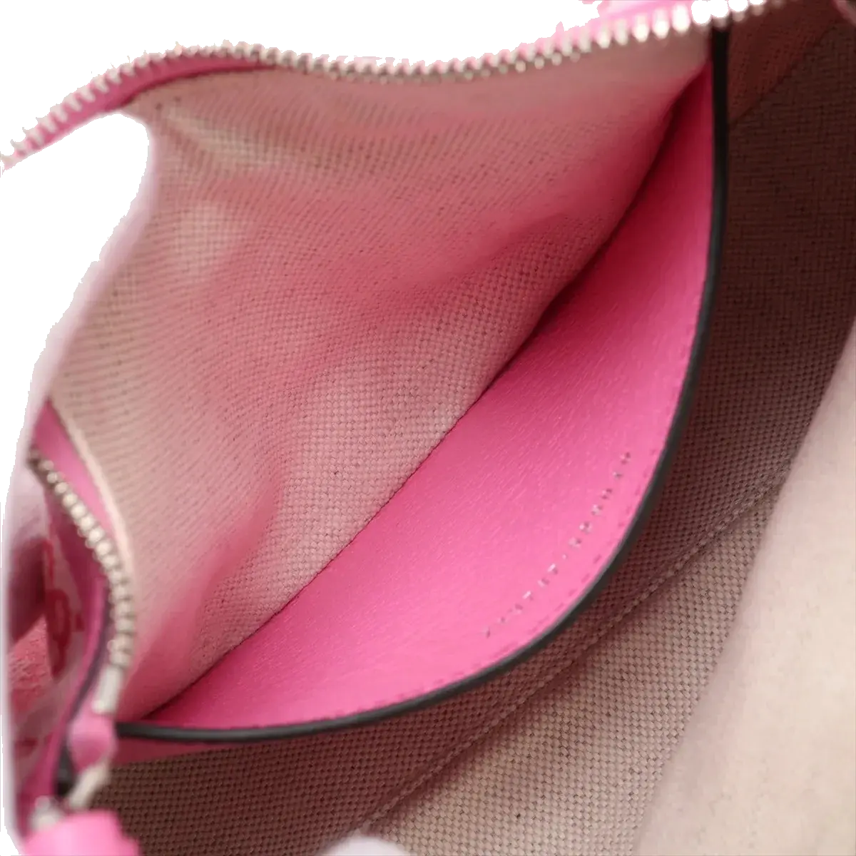 Pre-Loved GG-P Half-Moon Shoulder Bag Monogram Coated Canvas Small with Silver Hardware, Pink