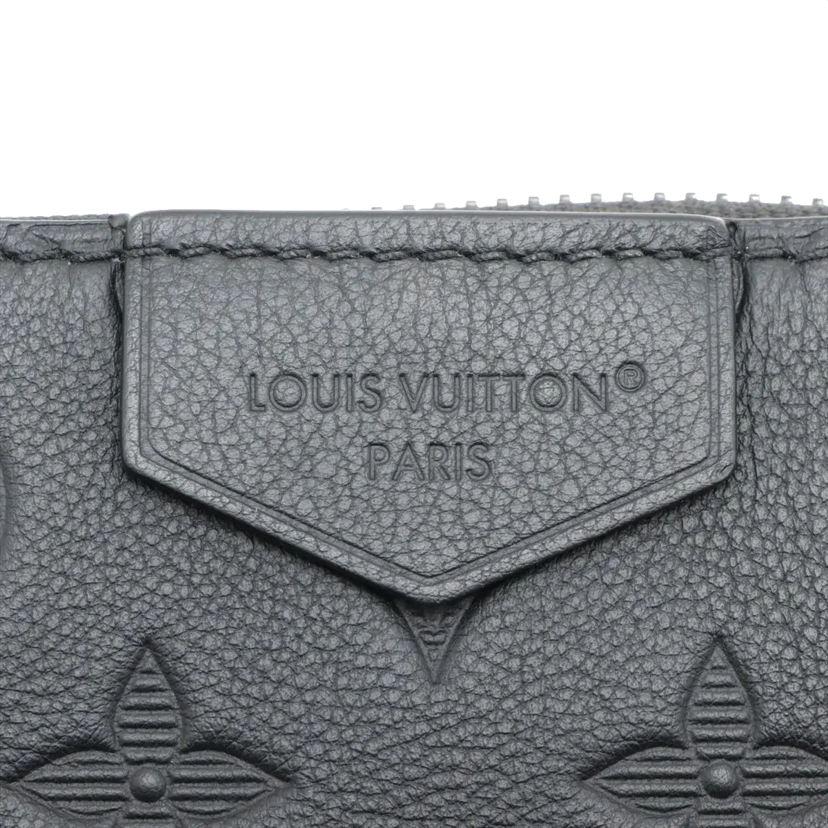 Pre-Loved Phone Pouch Crossbody Bag Monogram Leather with Black Hardware, Black