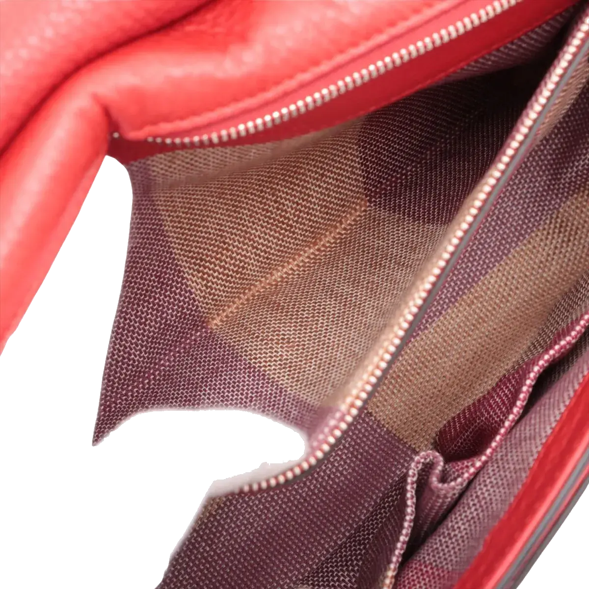 Pre-Loved Bamboo Daily Flap Crossbody Bag Leather with Silver Hardware, Red