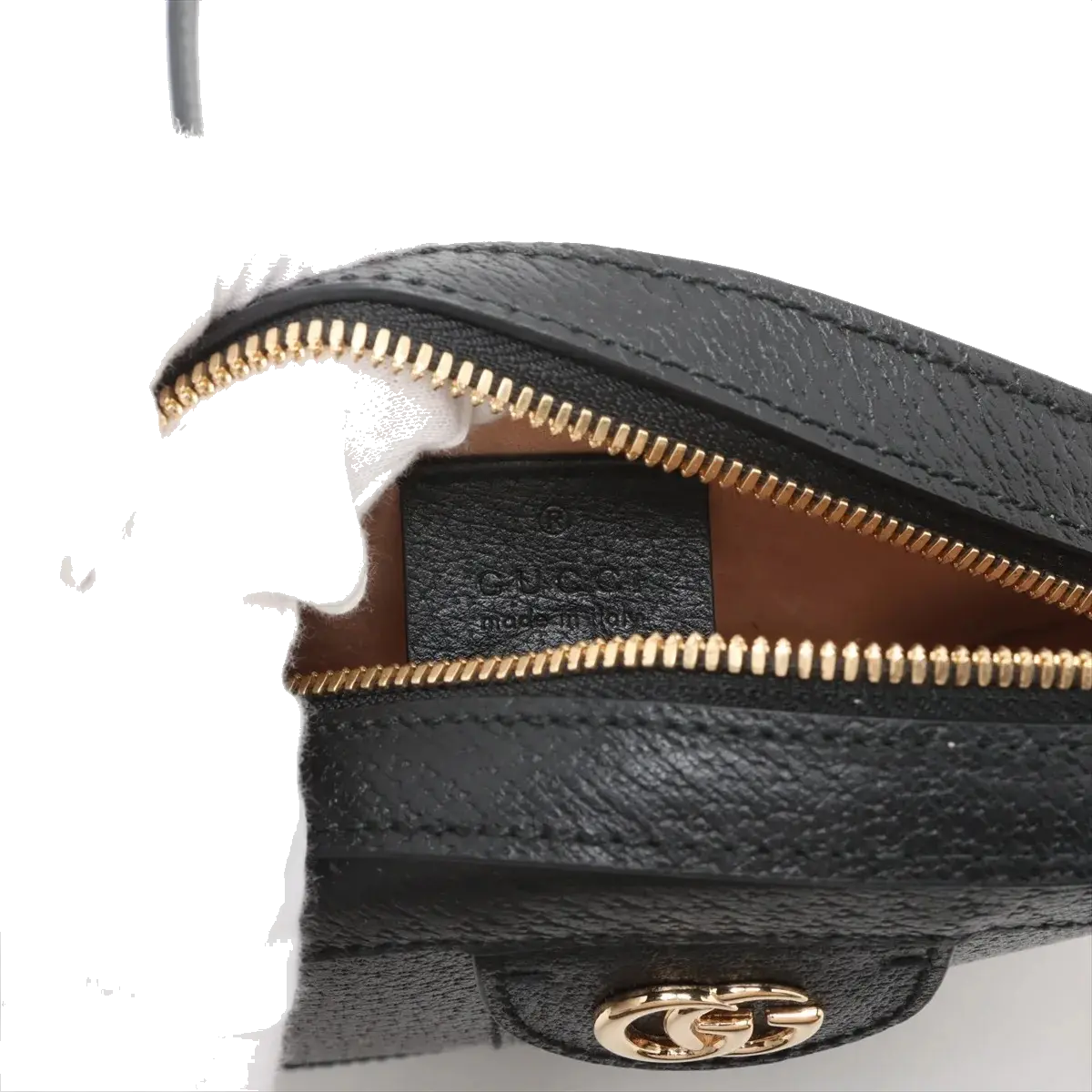Pre-Loved Ophidia Round Mini Crossbody Bag Leather Mini with Gold Hardware, Black