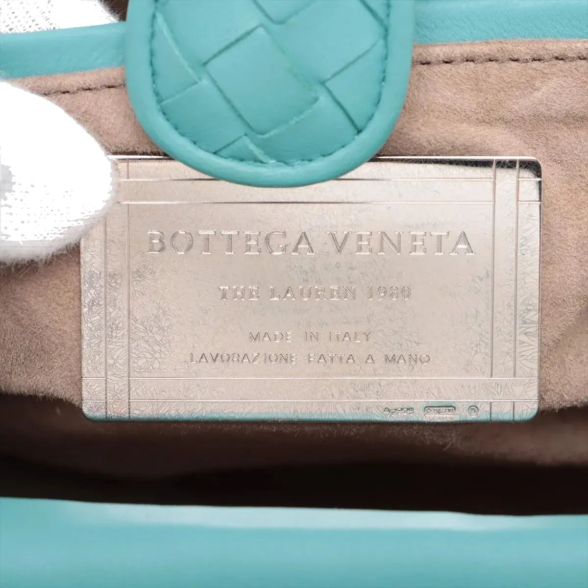 Pre-Loved The Lauren 1980 Clutch Intrecciato Leather with Silver Hardware, Turquoise