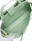 Pre-Loved Andiamo Tote Intrecciato Leather Small with Gold Hardware, Mint Green