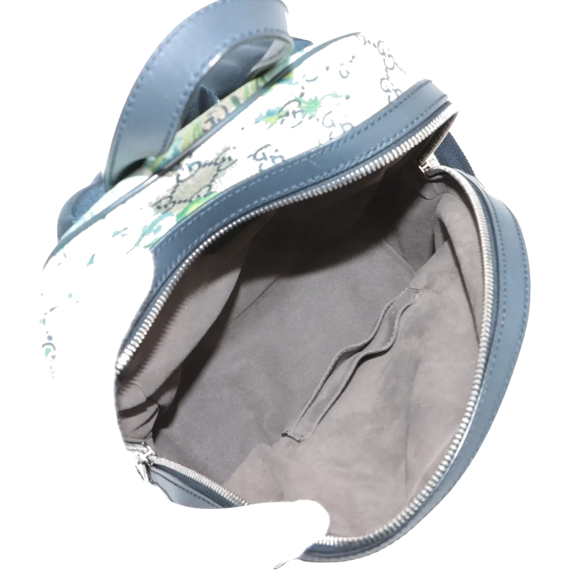 Pre-Loved GG Supreme Blooms Backpack Monogram Coated Canvas Small with Silver Hardware, Beige Blue Floral