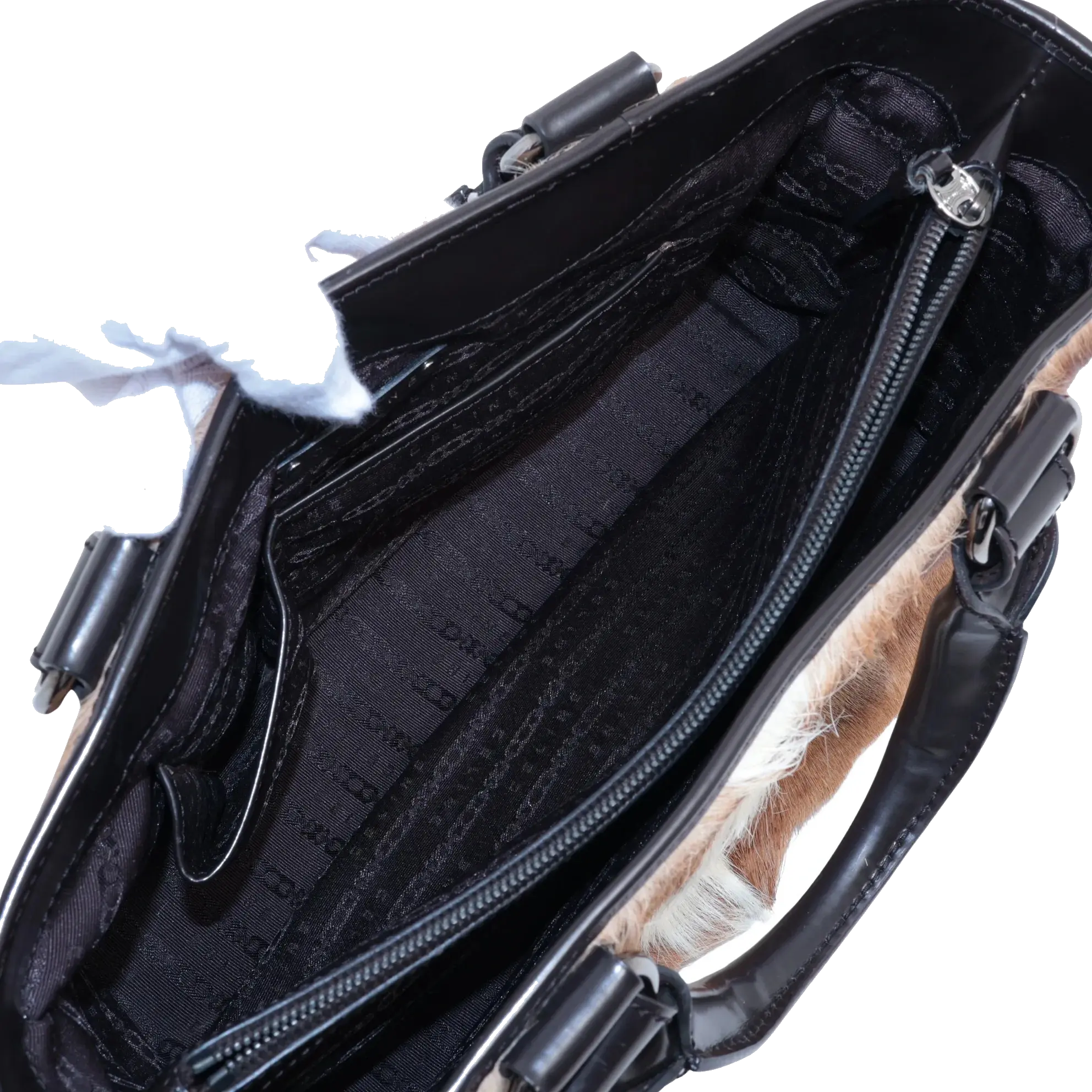 Pre-Loved Boogie Handbag Pony Hair with Silver Hardware, Brown and White