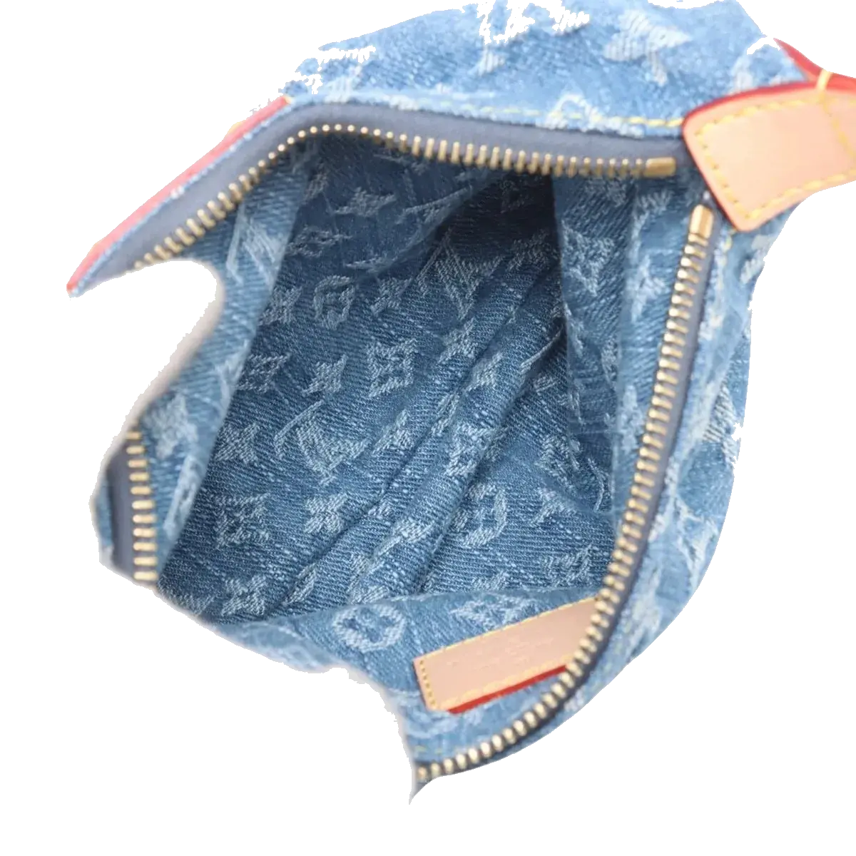 Pre-Loved Mini Pleaty Pochette Monogram Denim Mini with Gold Hardware, Blue