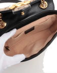 Pre-Loved GG Marmont Shoulder Bag Monogram Coated Canvas Mini with Gold Hardware, Beige / Ebony with Black Leather Trim
