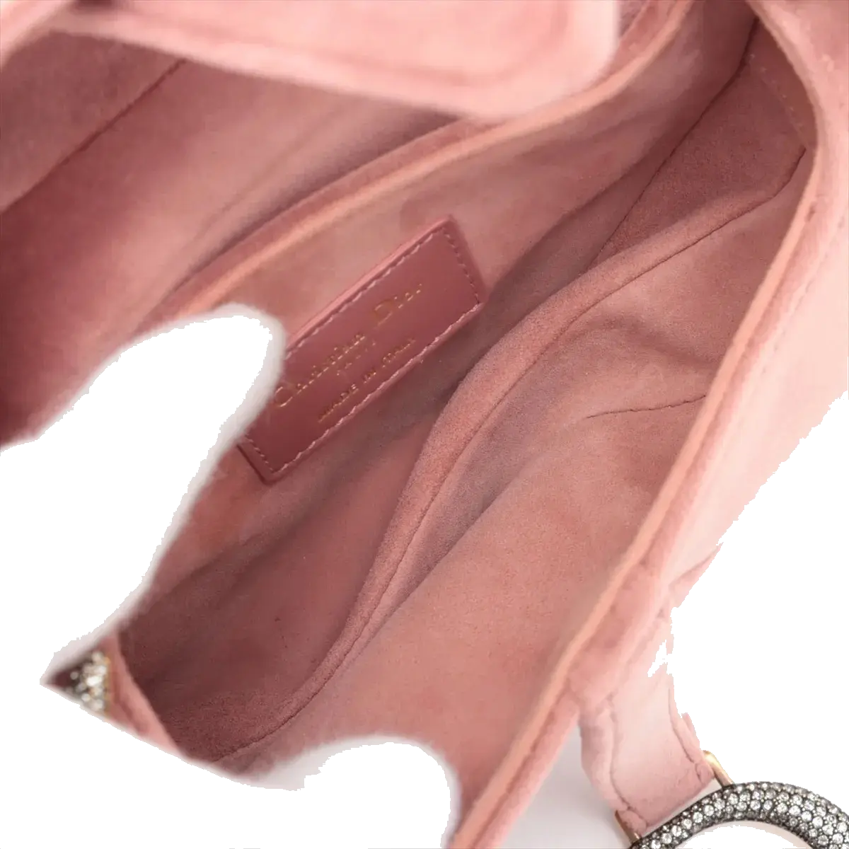 Pre-Loved Saddle Shoulder Bag Suede Mini with Gold Hardware, Pink