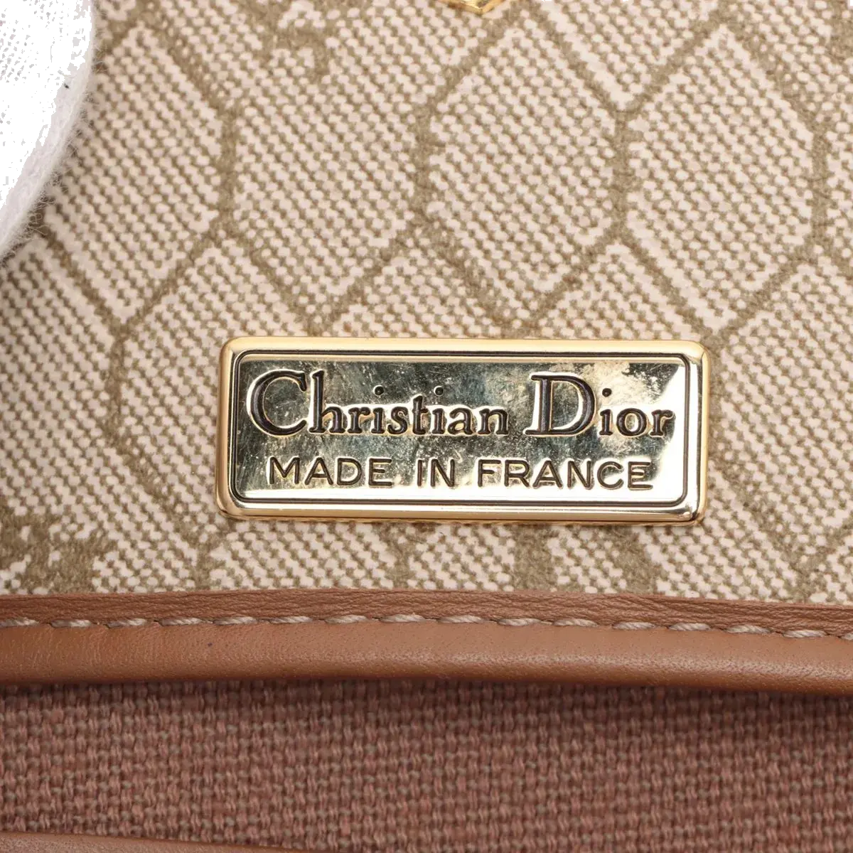Pre-Loved Honeycomb Chain Bag Crossbody Bag Coated Canvas with Gold Hardware, Beige