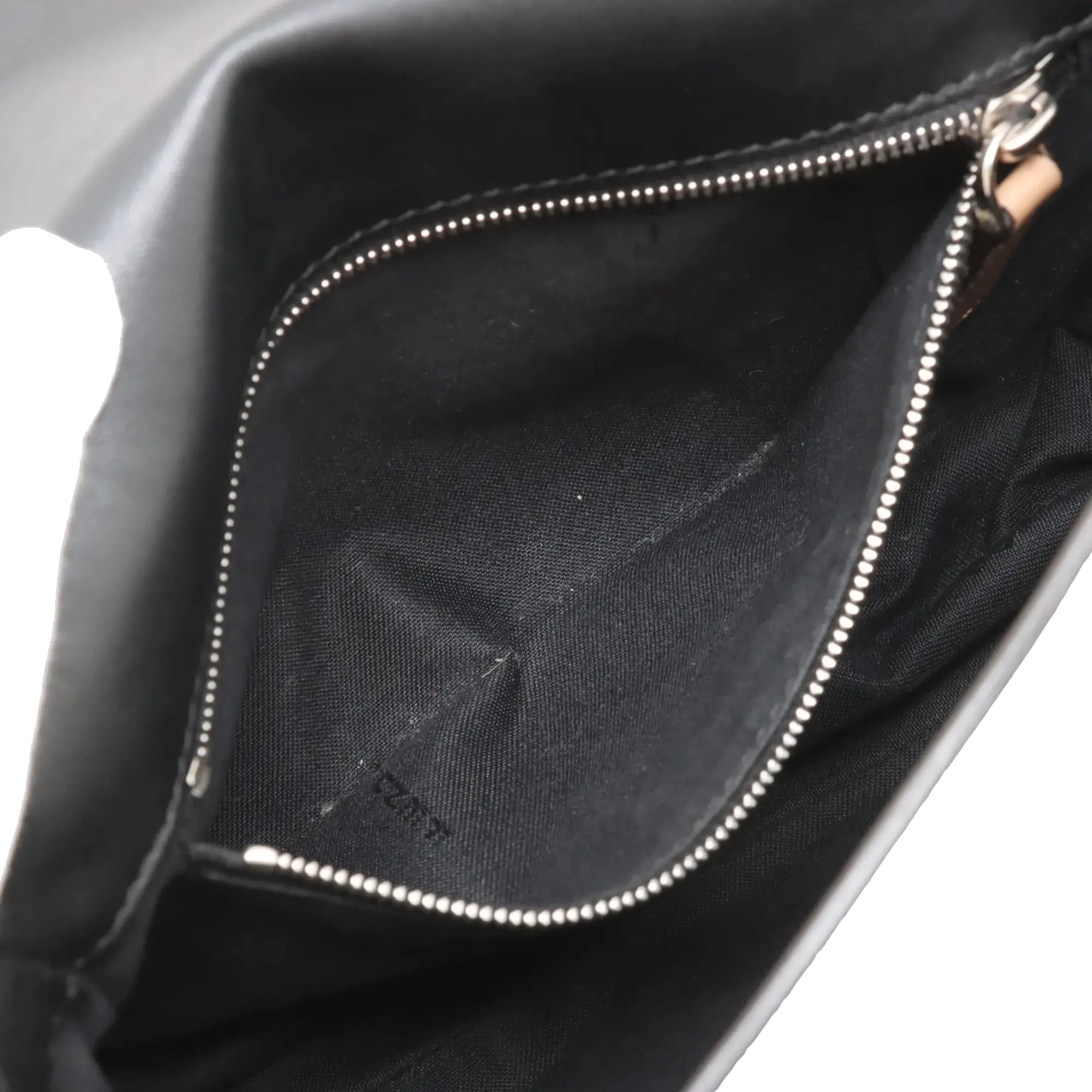 Pre-Loved Baguette Crossbody Bag Monogram Suede Mini with Silver Hardware, Beige