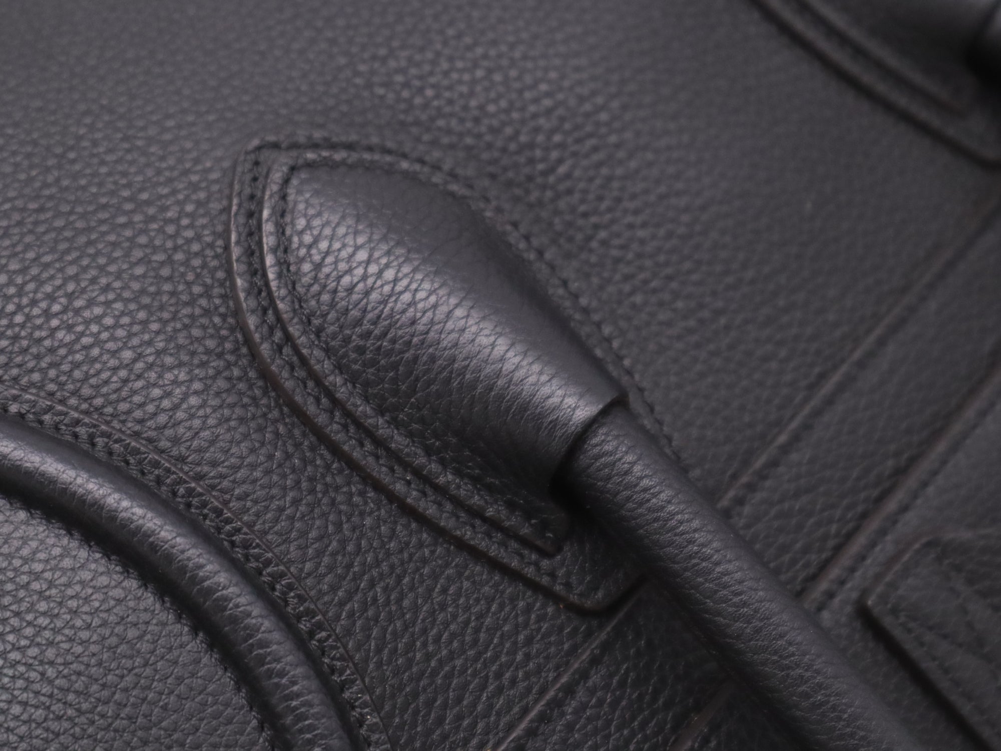Pre-Loved Luggage Tote Leather Mini with Silver Hardware, Black