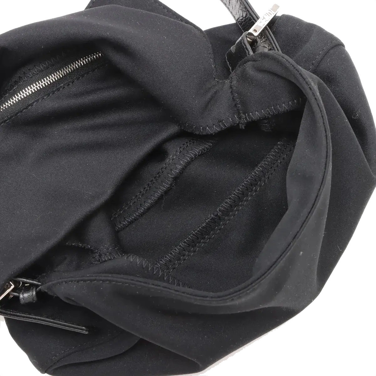 Pre-Loved Mamma Baguette Shoulder Bag Plain Canvas with Silver Hardware, Black