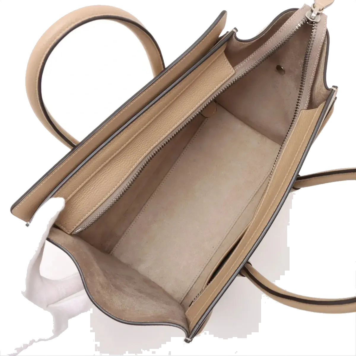 Pre-Loved Luggage Tote Leather Micro with Silver Hardware, Beige
