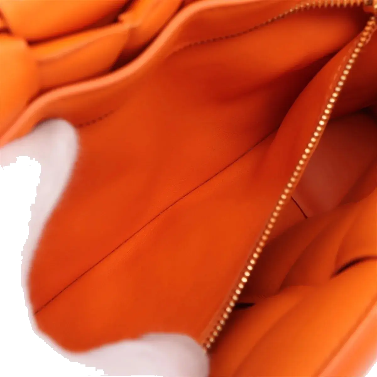 Pre-Loved Padded Cassette Crossbody Bag Intrecciato Leather with Gold Hardware, Orange