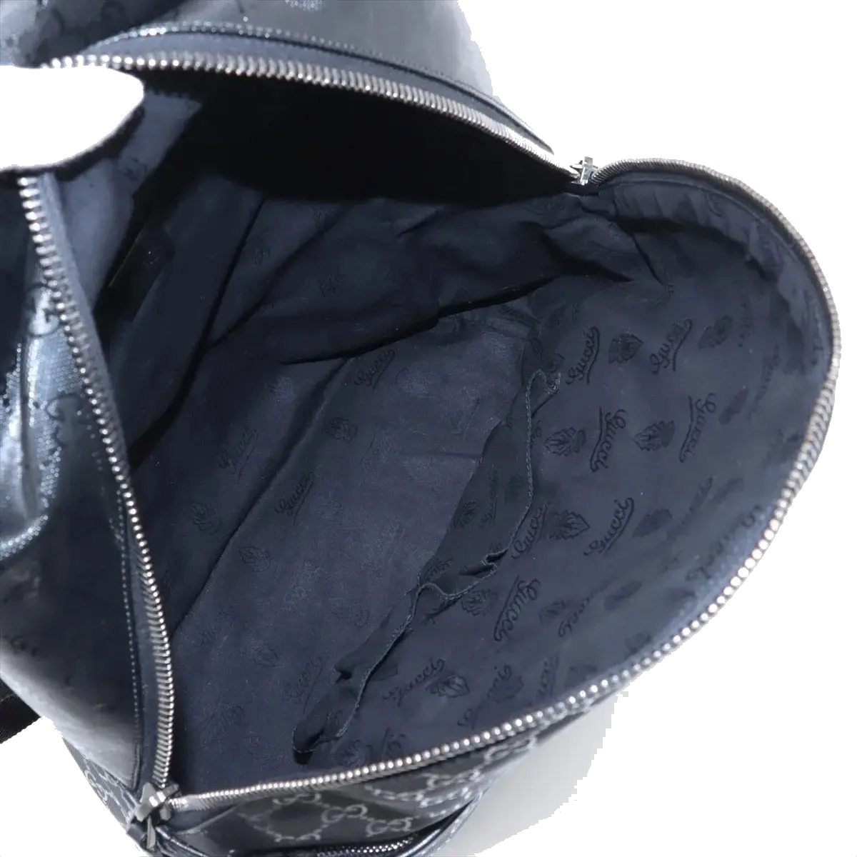 Pre-Loved GG Imprime Backpack Monogram Coated Canvas with Silver Hardware, Black