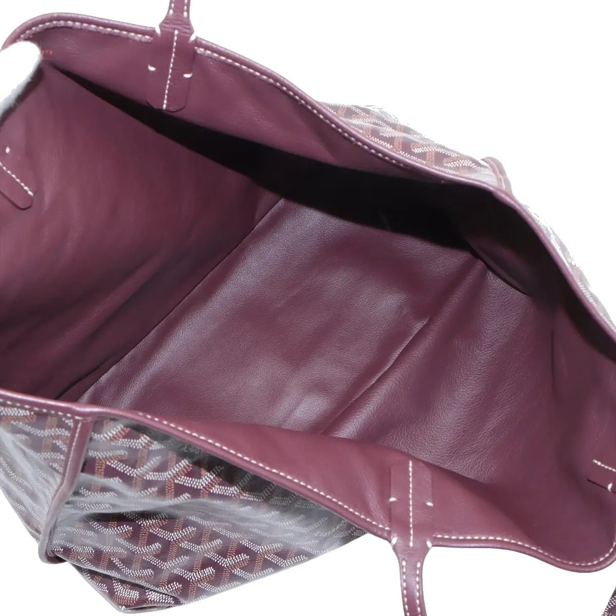 Pre-Loved Anjou Tote Goyardine Chevron Coated Canvas PM with Silver Hardware, Burgundy