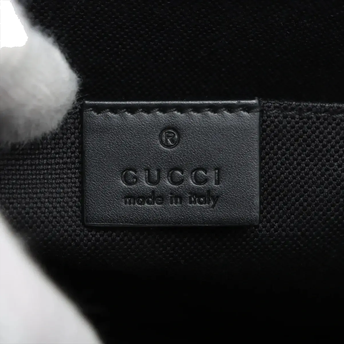 Pre-Loved GG Supreme Web Pouch Clutch Monogram Coated Canvas with Silver Hardware, Black